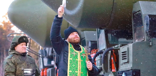 Priest consecrates mobile ICBM launchers