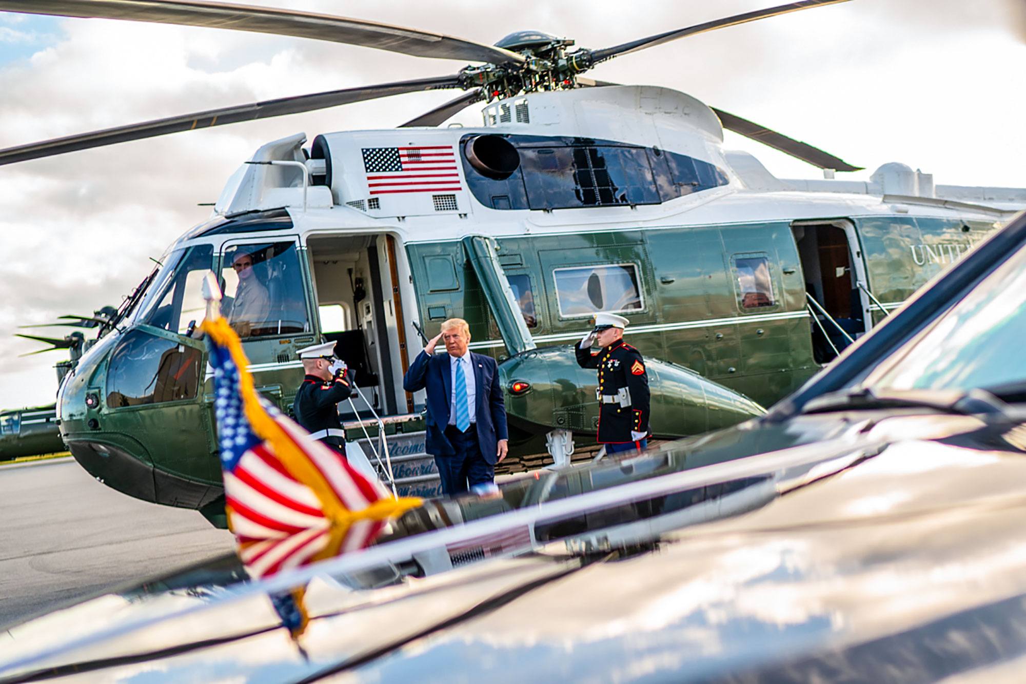 President Donald J. Trump arrives at Miami Executive Airport Friday, Jan. 3, 2020, en route to an event at King Jesus International Ministry in Miami, Fla.