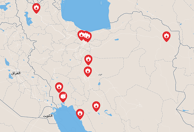 Four Maps Reveal Extent Of Iran's Mysterious Fires And Explosions